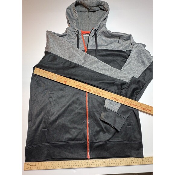Reebok PlayWarm Mens Large Full Zip Hoodie Gray Black Colorblock Athletic Jacket - Picture 3 of 12